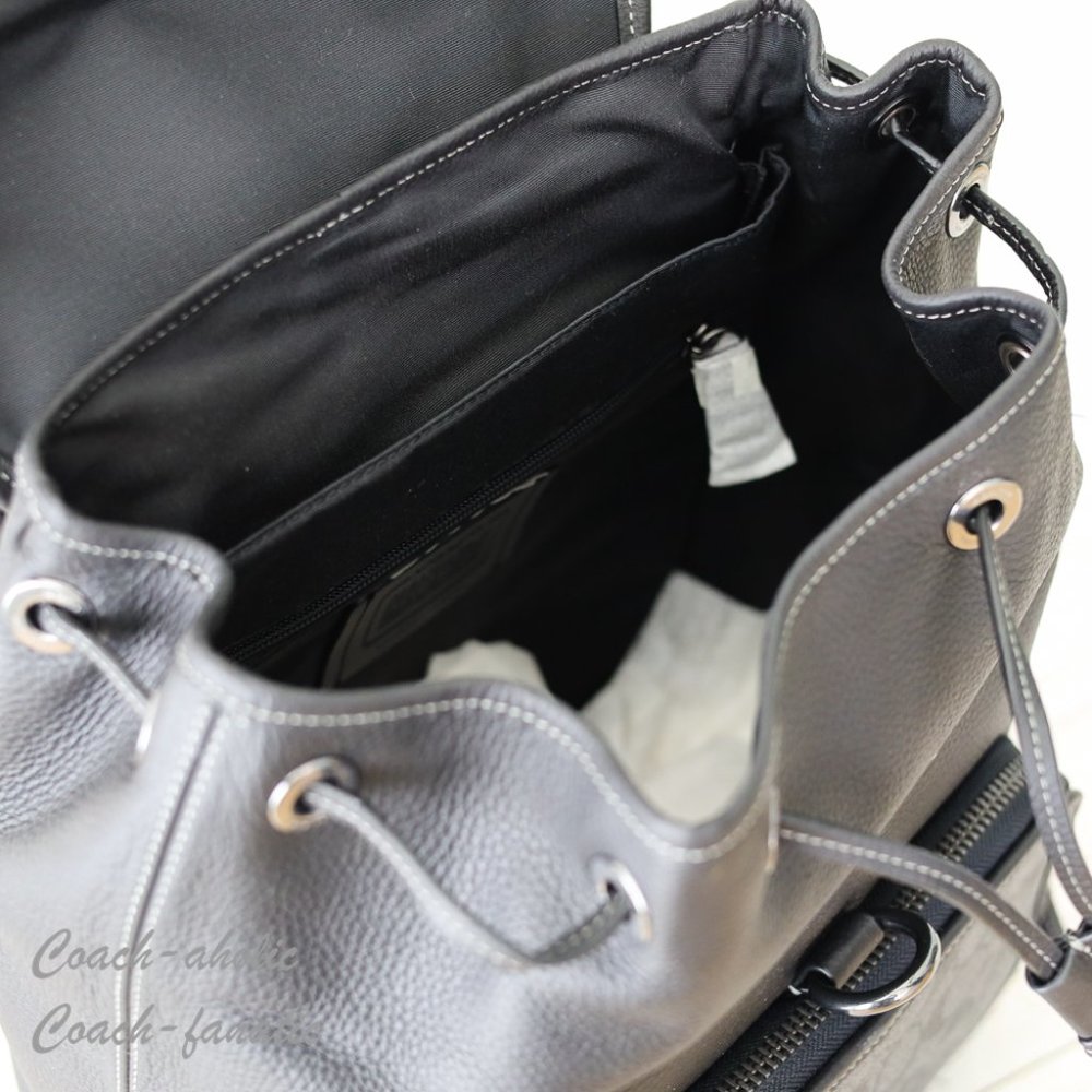 NWT Coach C9864 Sullivan Backpack In Signature Canvas Black/Charcoal - Picture 11 of 13